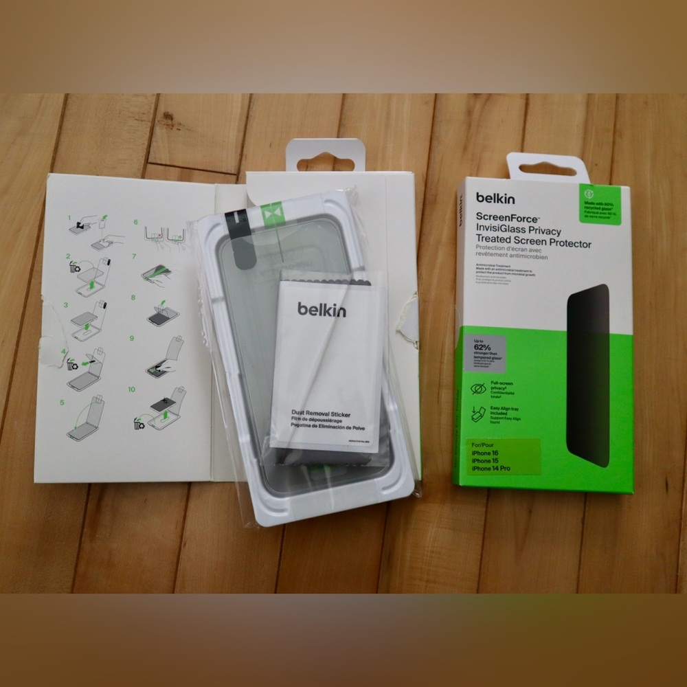 belkin ScreenForce InvisiGlass Privacy Screen Protector (iPhone 14 pro, 15, 16)